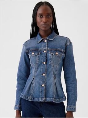 GAP Peplum Jean Jacket - size large